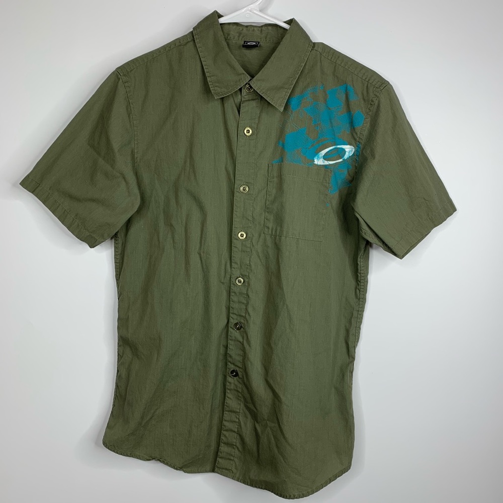 Oakley Men’s Button Down Shirt S Khski Green W